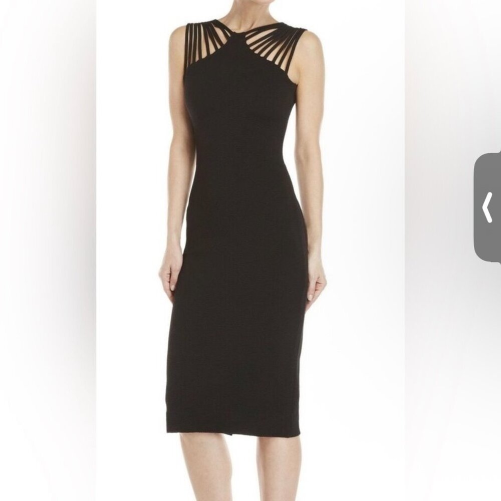 Dress The Population Women's Black Gwen Strappy Midi Dress, Size L